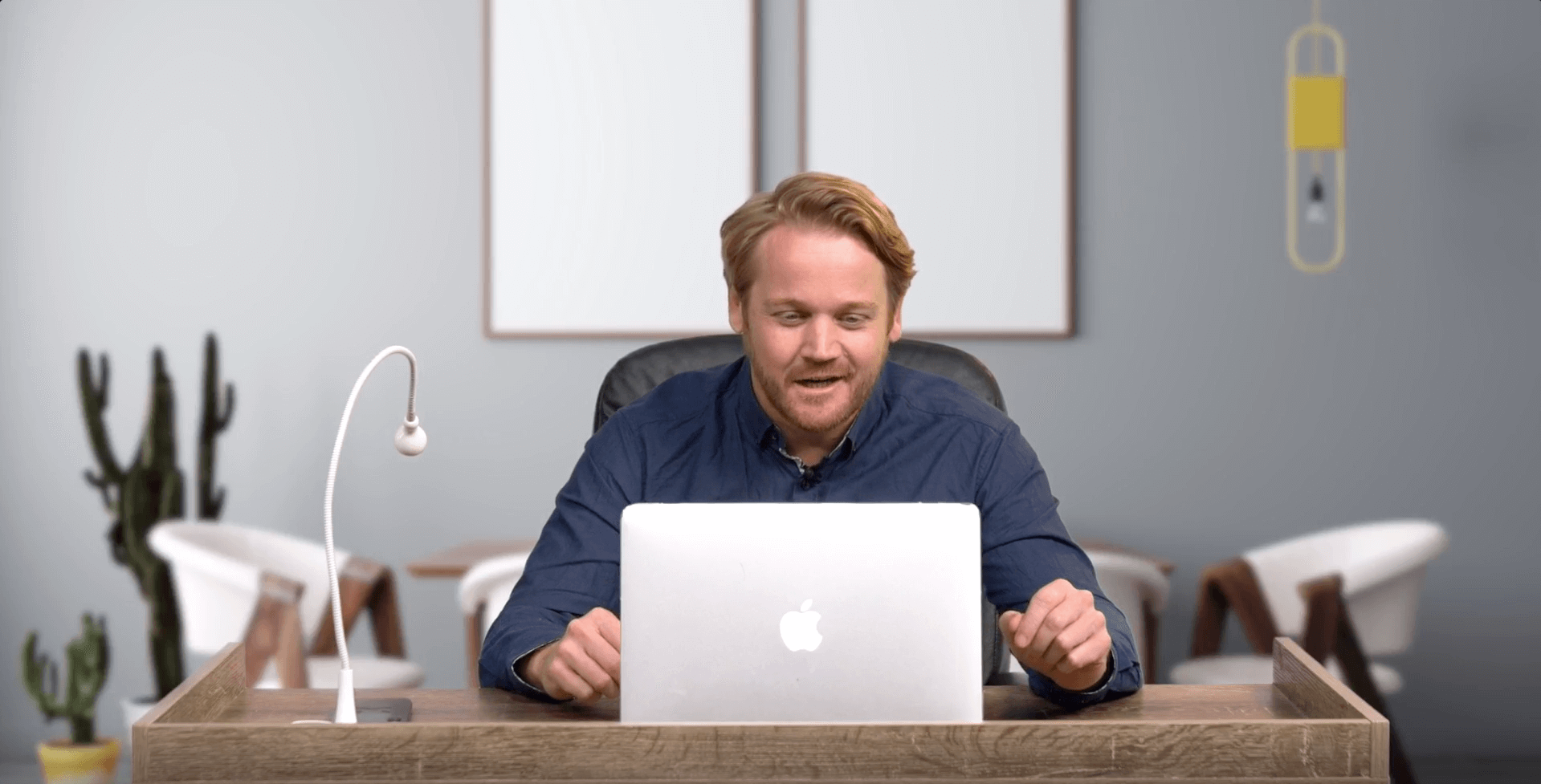 An employee works from home.
